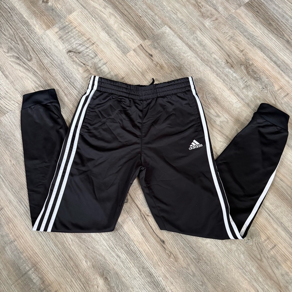 Adidas Black Sweatpants with White Stripes Youth L